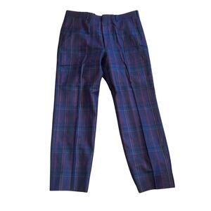 Vintage Roots USA Plaid Wool Trousers – Dark Red/Purple Tartan Pant Size 38x30